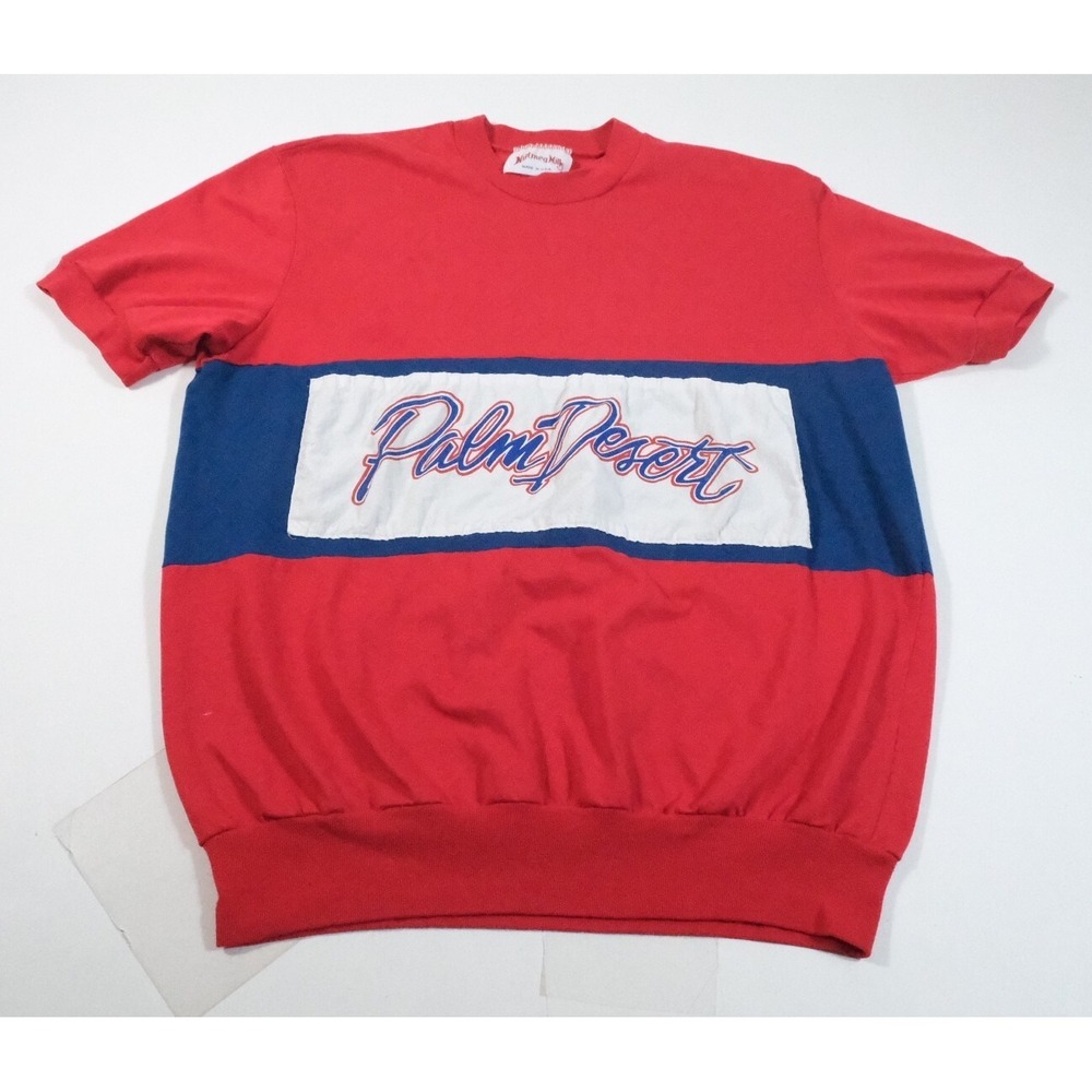 Nutmeg Mills Sweatshirt Mens XL Red Palm Desert Vintage 80s Colorblock
